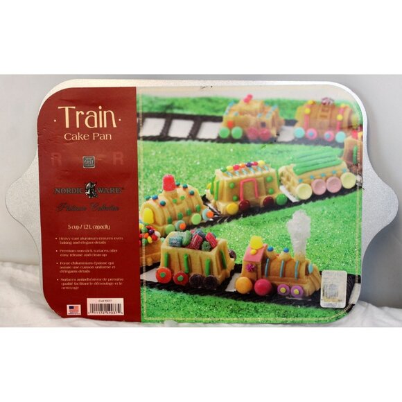 NEW Nordic Ware Train Cake Pan 3D 5 cup Mini Bundt Non Stick #59037 - Picture 1 of 8